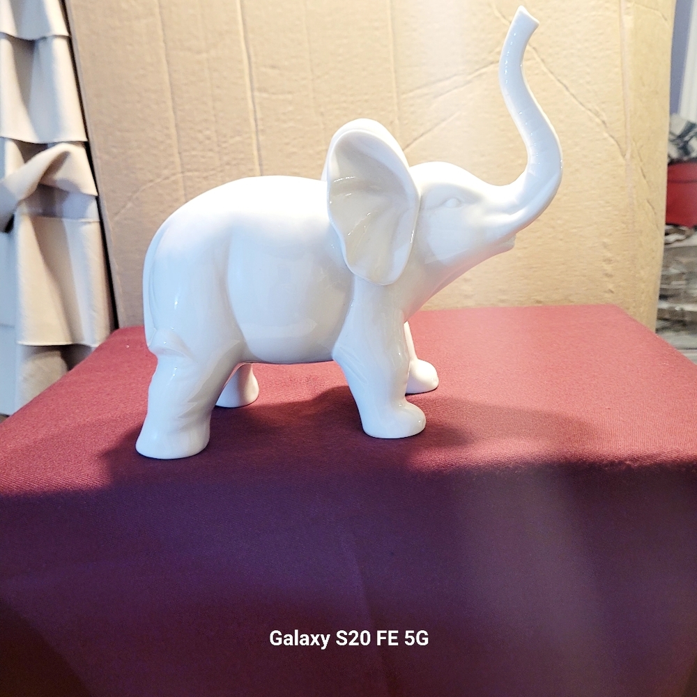 Elegant White Elephant Figurine
